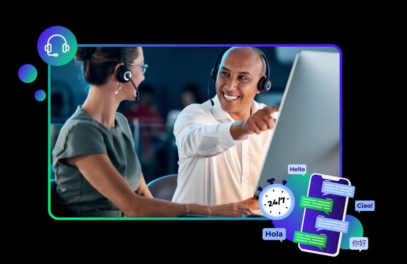 Online customer service representative helping customers